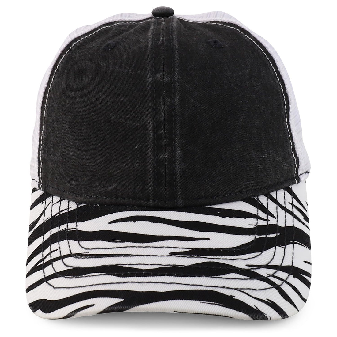 Trendy Apparel Shop Women's Animal Print Mesh Back Ponytail Baseball Cap