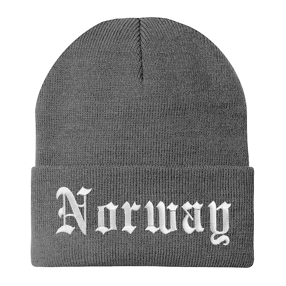 Trendy Apparel Shop Norway Old English Embroidered Long Cuff Beanie