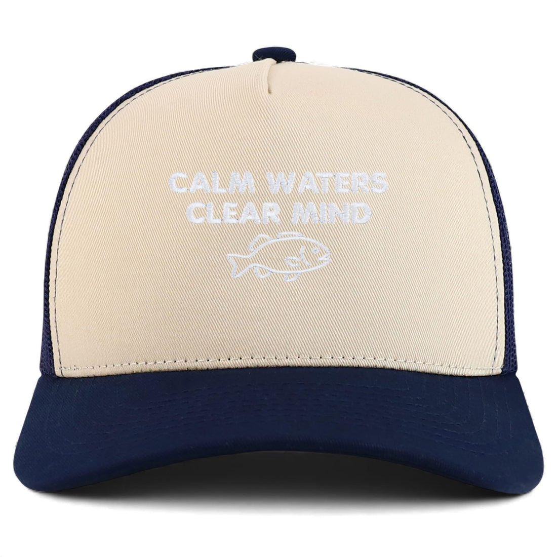 Trendy Apparel Shop Calm Waters Clear Mind Embroidered 5 Panel Snapback Trucker Cap
