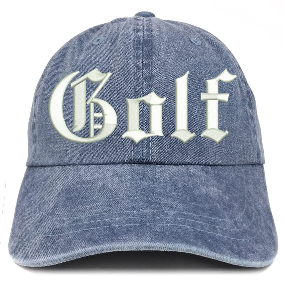 Trendy Apparel Shop Old English Golf Washed Pigment Dyed Baseball Cap
