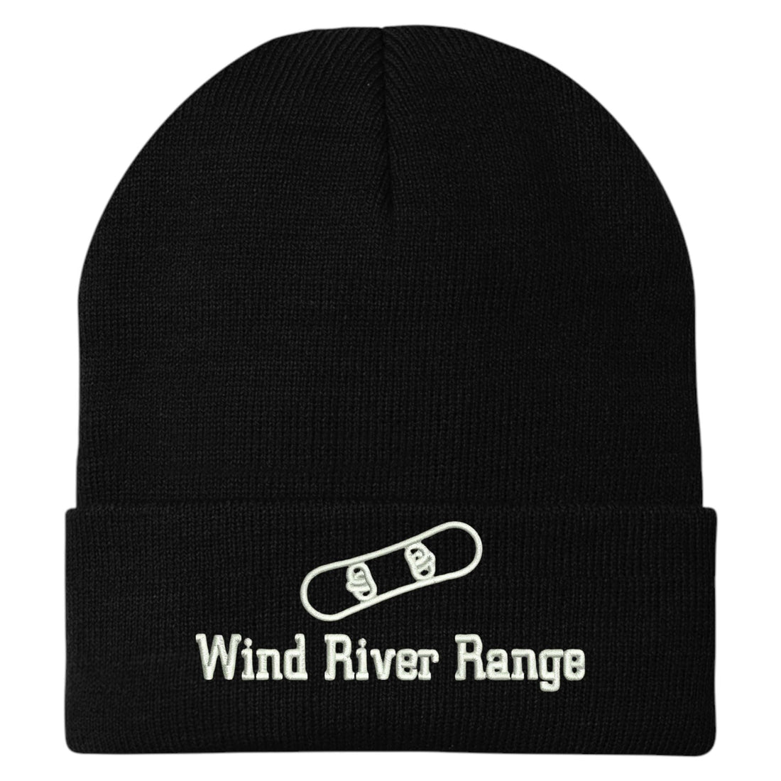 Trendy Apparel Shop Wind River Range Snowboard Logo Embroidered Long Cuff Beanie