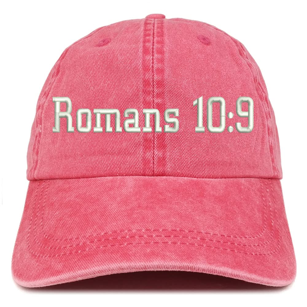 Trendy Apparel Shop Romans 10:9 Washed Pigment Dyed Baseball Cap