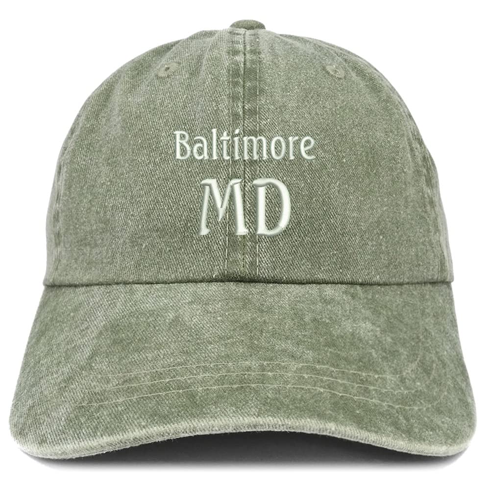 Trendy Apparel Shop Baltimore MD Embroidered Pigment Dyed Washed Baseball Cap