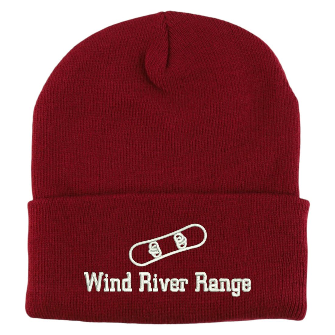 Trendy Apparel Shop Wind River Range Snowboard Logo Embroidered Long Cuff Beanie