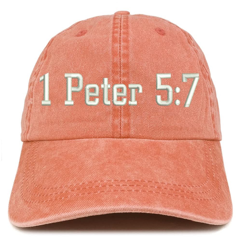 Trendy Apparel Shop 1 Peter 5:7 Washed Pigment Dyed Baseball Cap