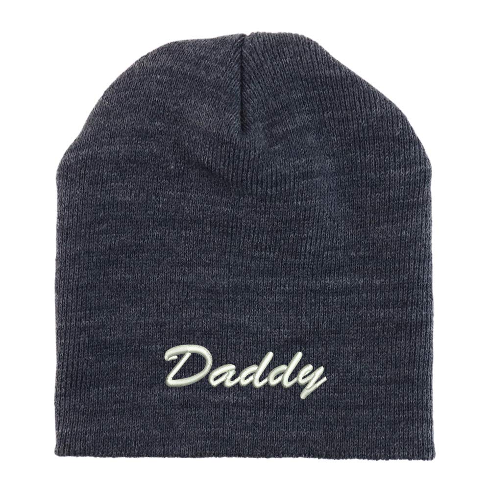 Trendy Apparel Shop Daddy Script Font Embroidered Made in USA Short Acrylic Knit Winter Beanie Hat