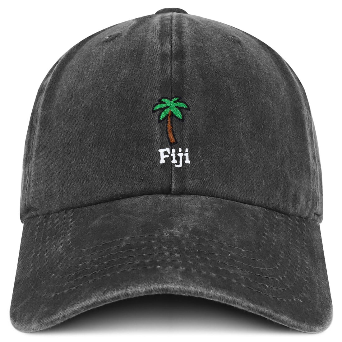 Trendy Apparel Shop Fiji with Palm Tree Embroidered Pigment Dyed Cotton Baseball Cap