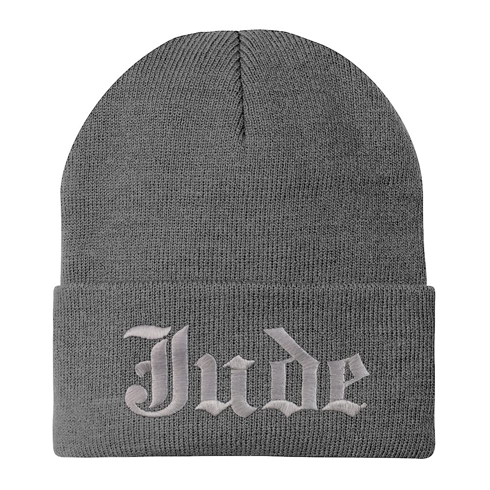 Trendy Apparel Shop Jude Old English Embroidered Long Cuff Beanie