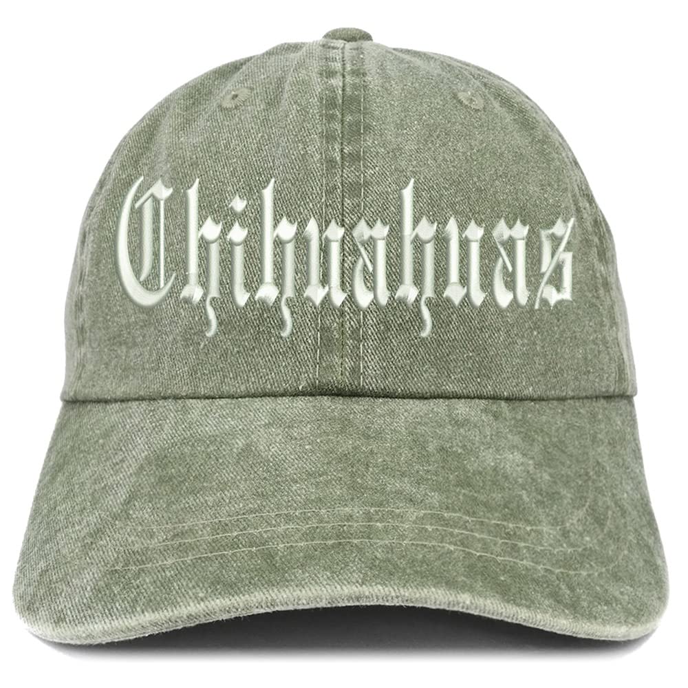 Trendy Apparel Shop Old English Chihuahuas Washed Pigment Dyed Baseball Cap