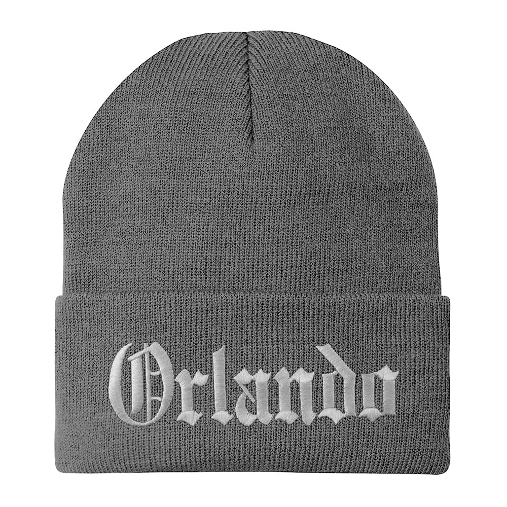 Trendy Apparel Shop Orlando Old English Embroidered Long Cuff Beanie