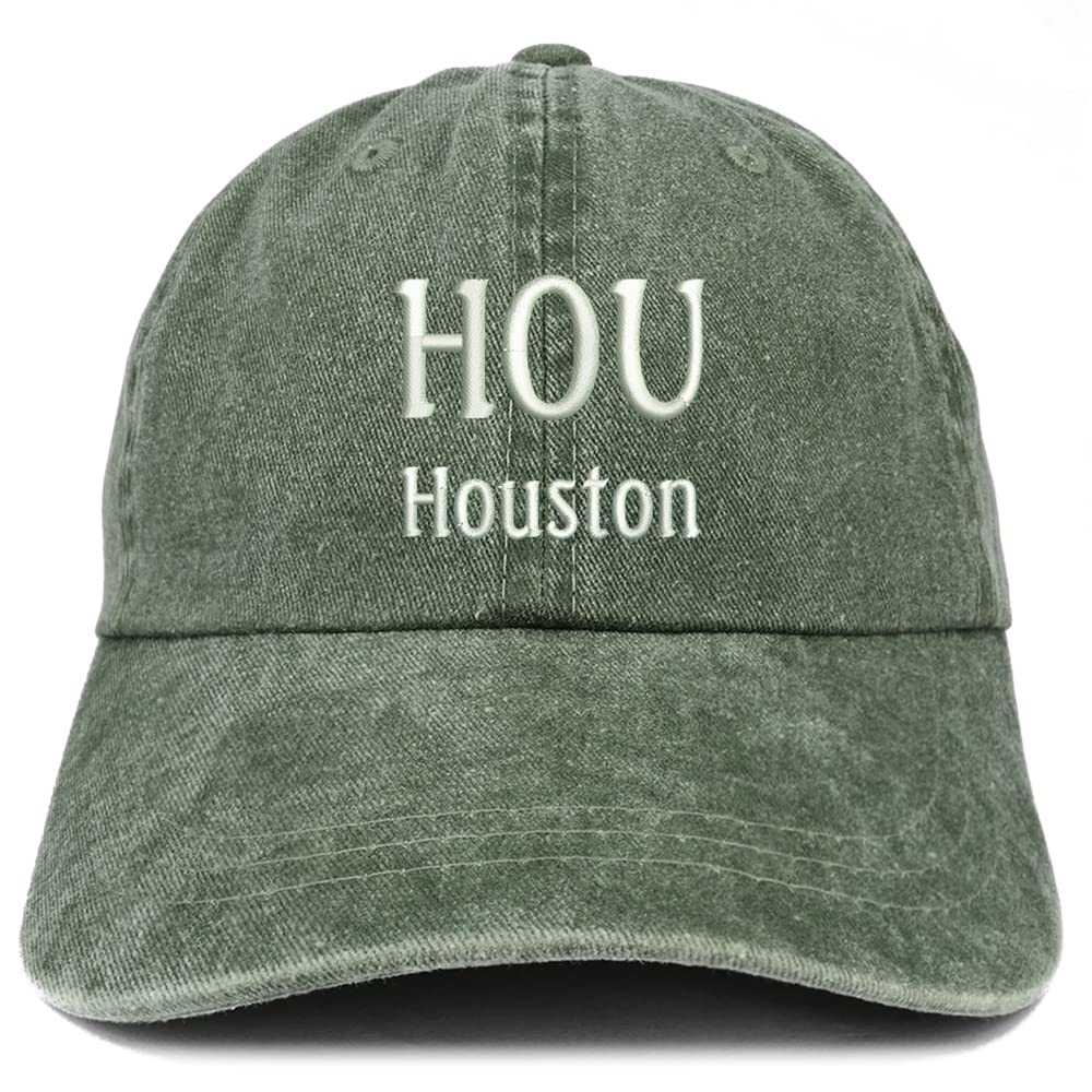 Trendy Apparel Shop HOU Houston Embroidered Pigment Dyed Washed Baseball Cap
