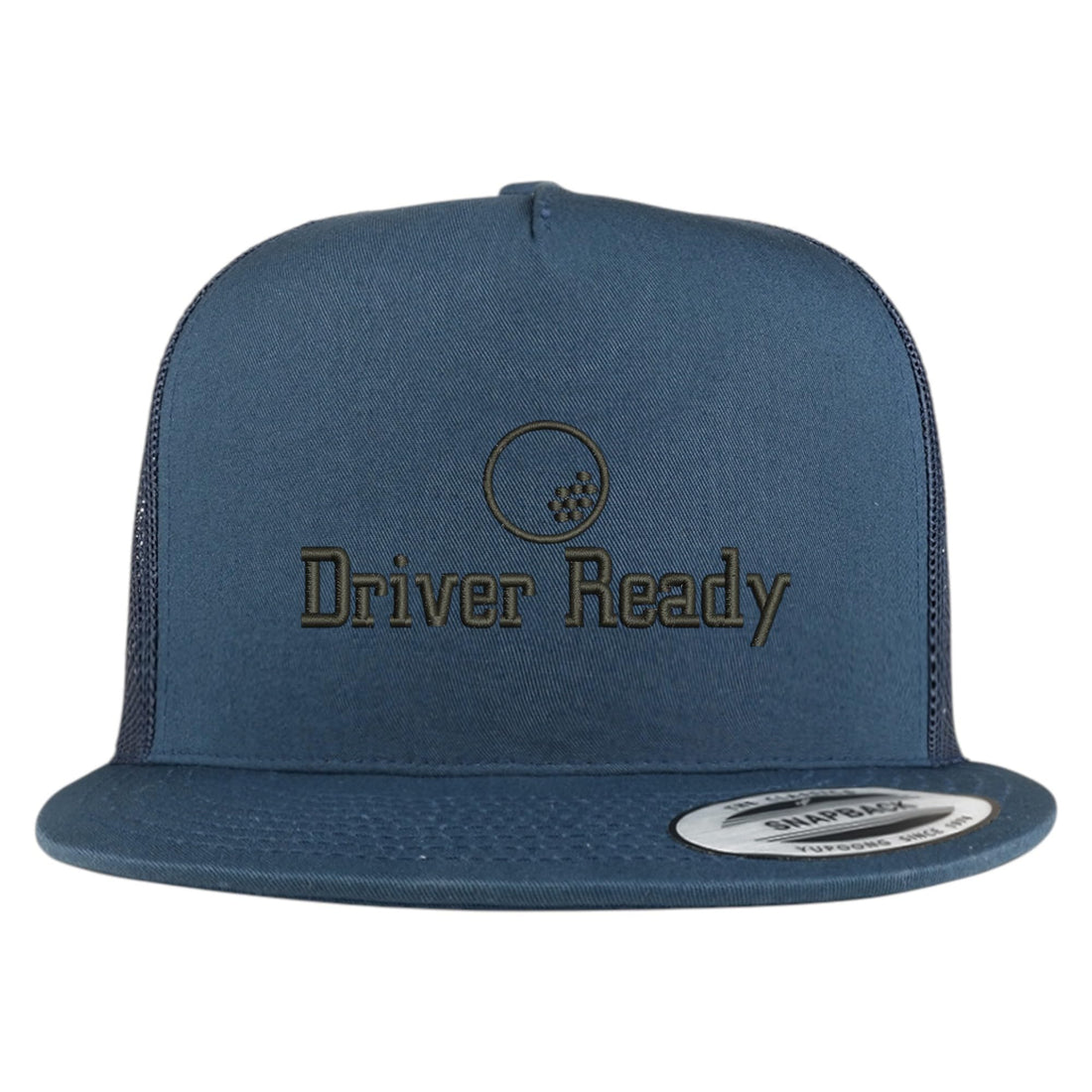Trendy Apparel Shop Golf Driver Ready Embroidered 5 Panel Flatbill Trucker Mesh Cap