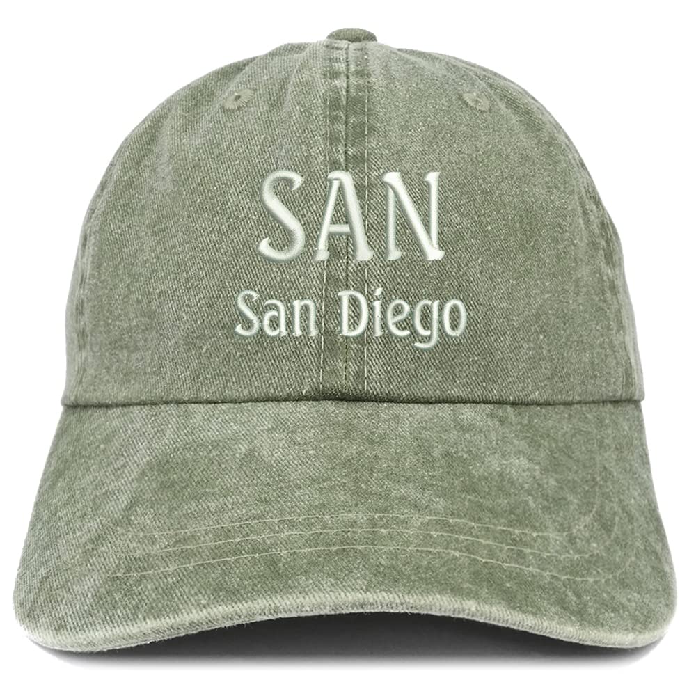 Trendy Apparel Shop SAN San Diego Embroidered Pigment Dyed Washed Baseball Cap