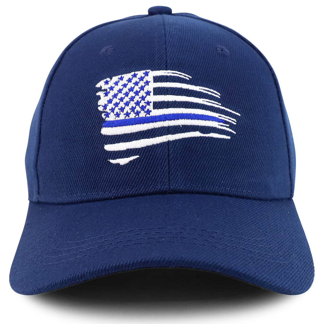 Trendy Apparel Shop Thin Blue Line Waving USA Flag WE Support Baseball Cap