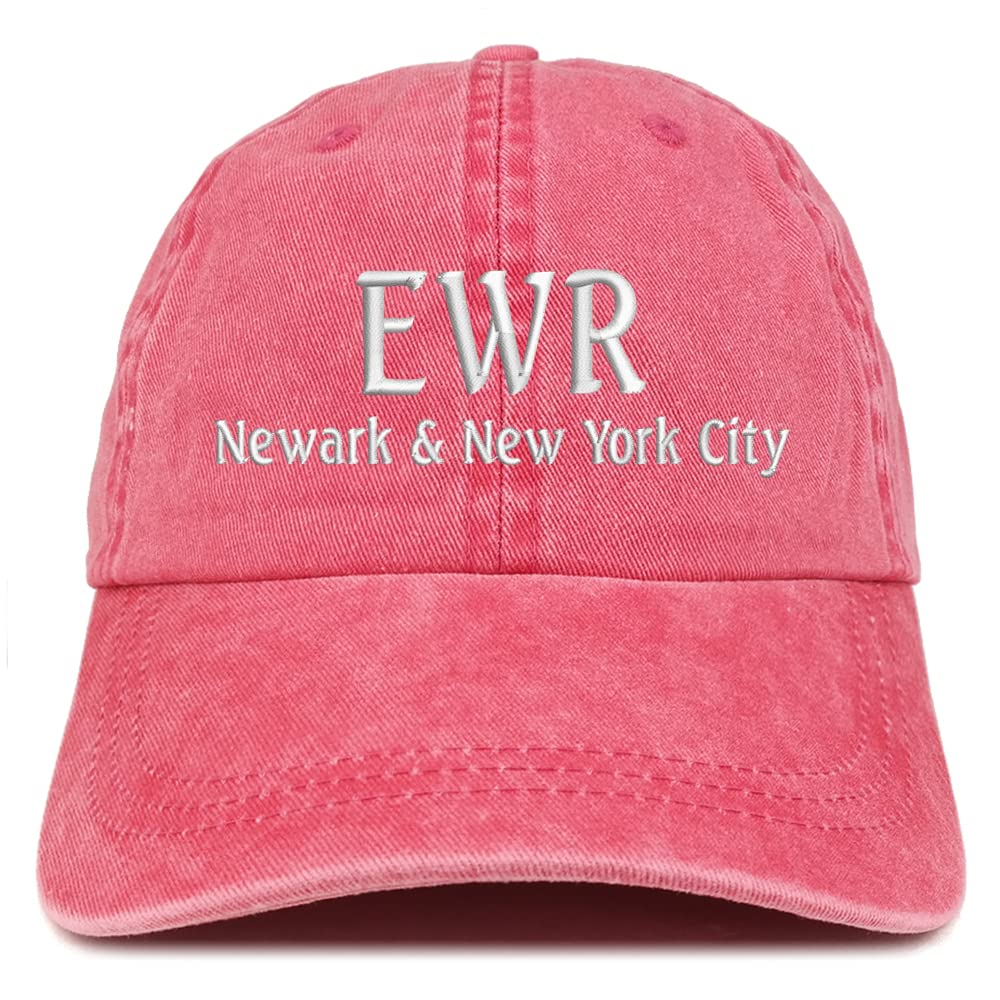 Trendy Apparel Shop EWR Newark and New York City Embroidered Pigment Dyed Washed Baseball Cap