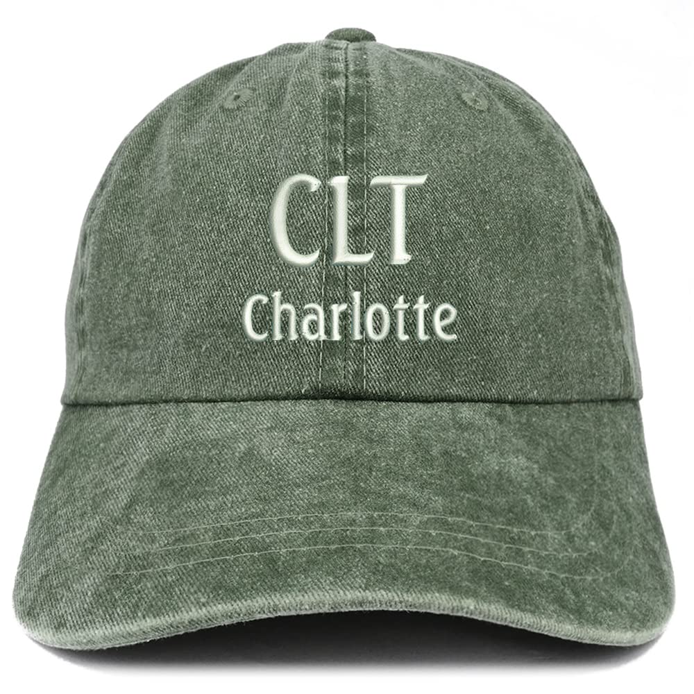 Trendy Apparel Shop CLT Charlotte Embroidered Pigment Dyed Washed Baseball Cap