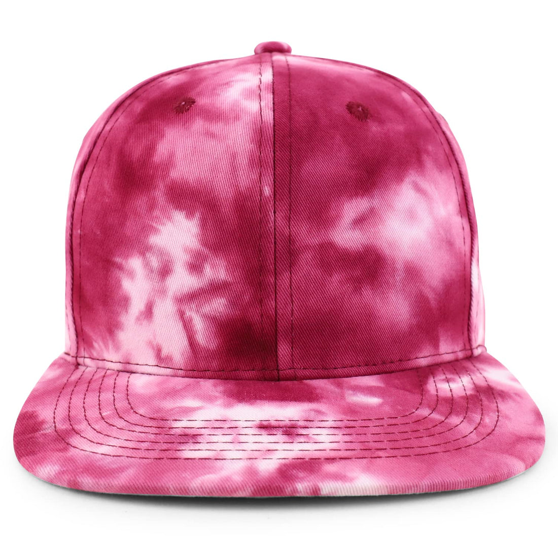 Trendy Apparel Shop Plain 100% Cotton Tie Dye Fabric Pattern Flatbill Snapback Baseball Cap