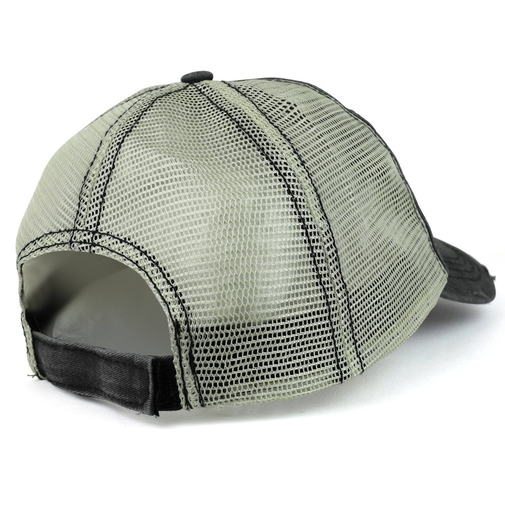 Trendy Apparel Shop Chill Embroidered Unstructured Washed Frayed Trucker Mesh Cap