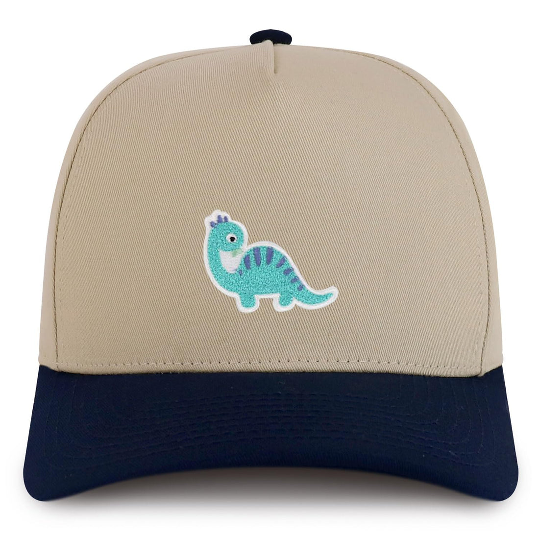 Trendy Apparel Shop Brontosaurus Dinosaurus Patch Cotton 5 Panel Structured Snapback Cap