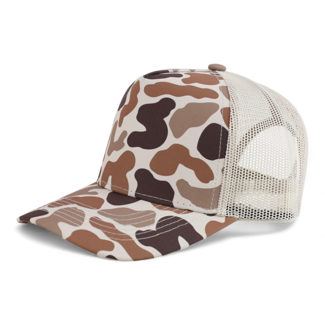 Trendy Apparel Shop 5 Panel Structured Crown Curved Bill Trucker Cap