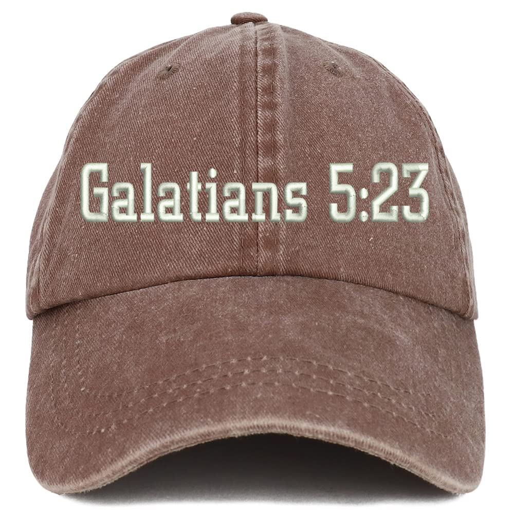 Trendy Apparel Shop Galatians 5:23 Washed Pigment Dyed Baseball Cap