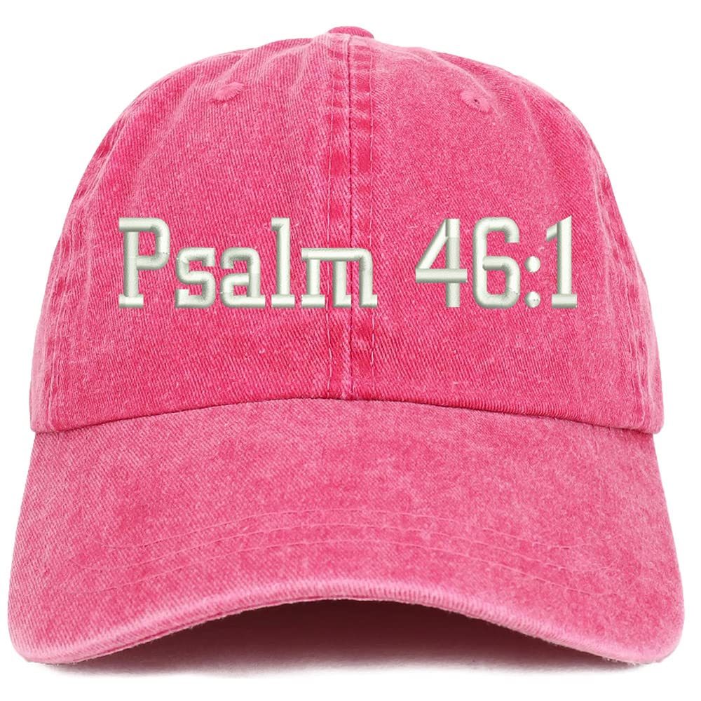 Trendy Apparel Shop Psalm 46:1 Washed Pigment Dyed Baseball Cap