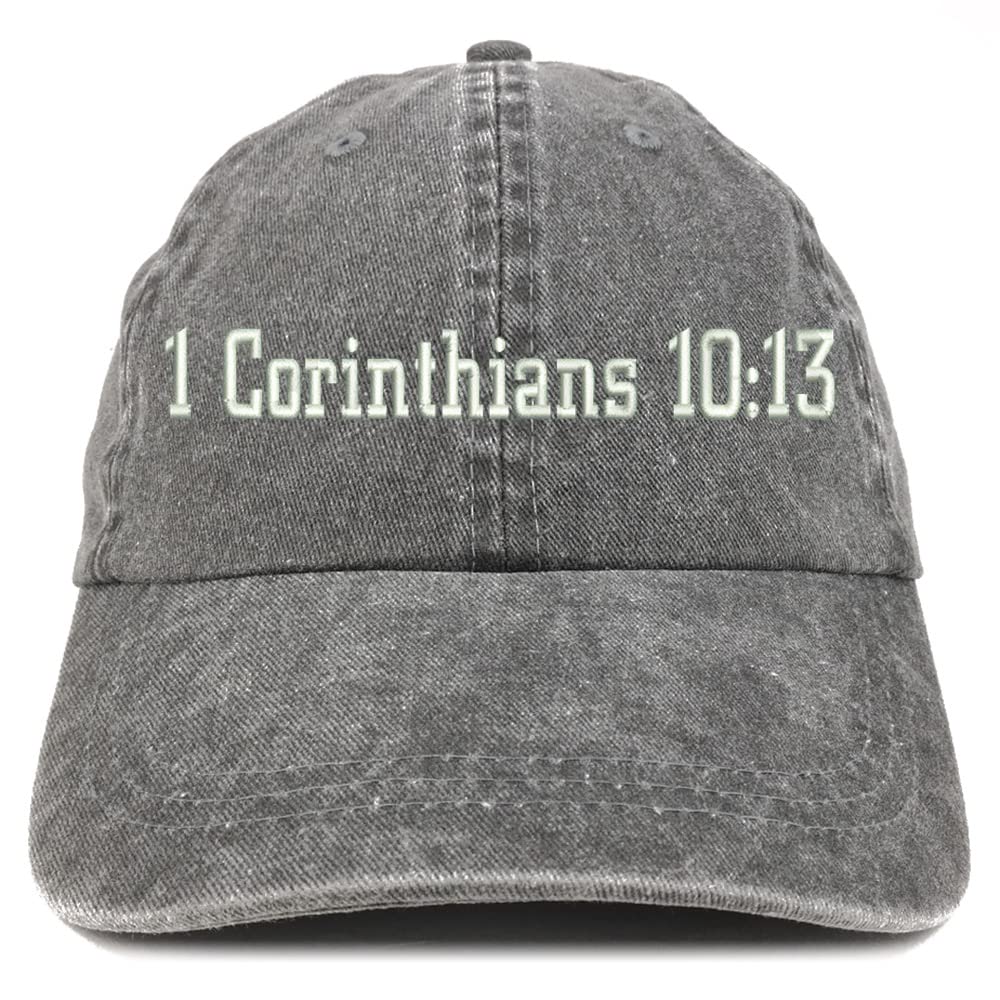 Trendy Apparel Shop 1 Corinthians 10:13 Washed Pigment Dyed Baseball Cap