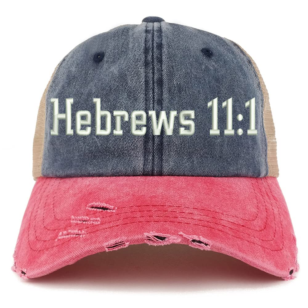 Trendy Apparel Shop Hebrews 11:1 Frayed Bill Trucker Mesh Back Cap