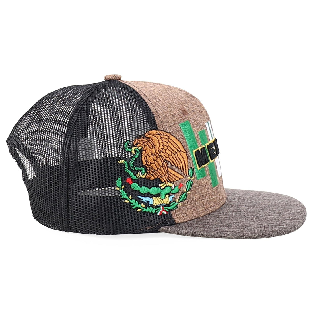 Trendy Apparel Shop 6 Panel Structured 3D Mexico Embroidered Flatbill Snapback Turcker Cap