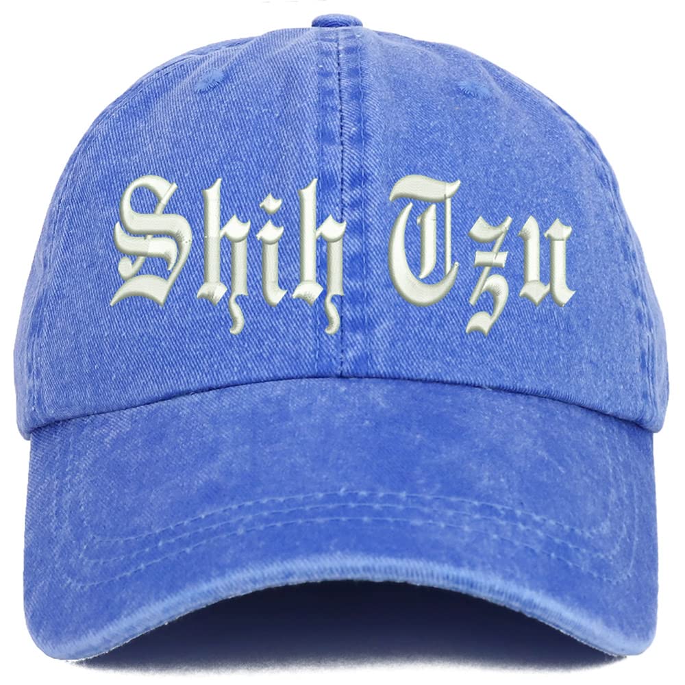 Trendy Apparel Shop Old English Shih Tzu Washed Pigment Dyed Baseball Cap