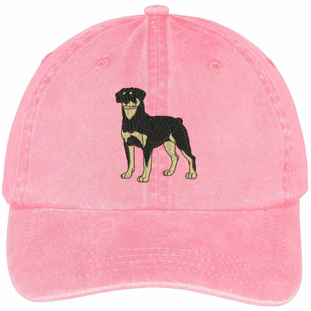 Trendy Apparel Shop Rottweiler Embroidered Dog Theme Low Profile Dad Hat Cotton Cap - Pink