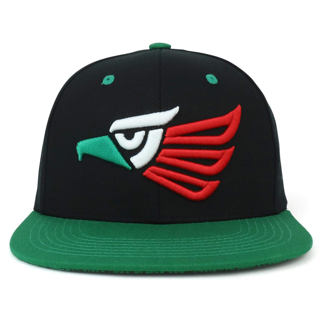 Trendy Apparel Shop Hecho En Mexico Eagle 3D Embroidered Cotton Snapback Cap - Black Green