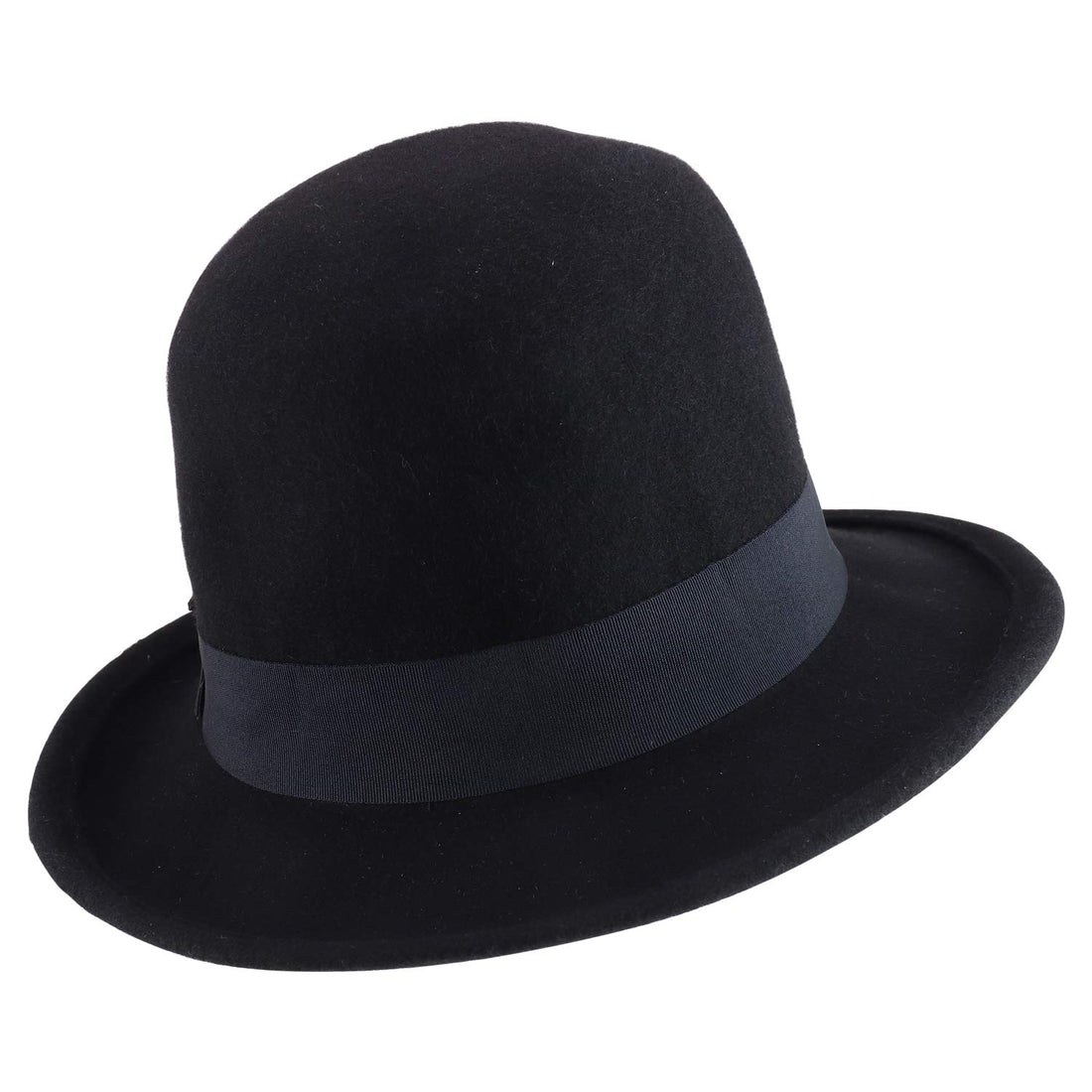 Trendy Apparel Shop Men's Tall Crown Wool Bowler Hat with Black Band