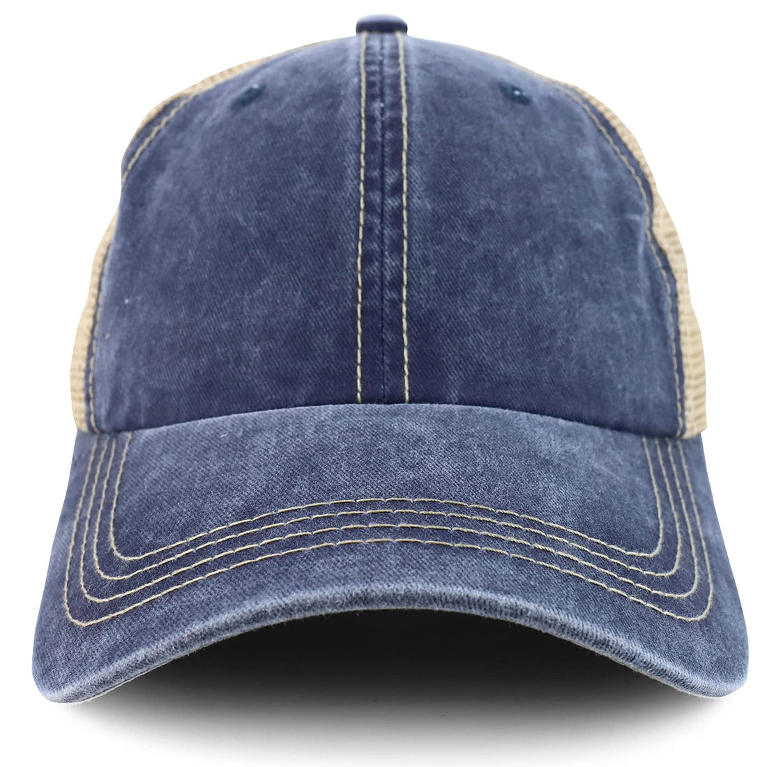 Trendy Apparel Shop Pigment Dyed Front Mesh Back Unstructured Trucker Ball Cap