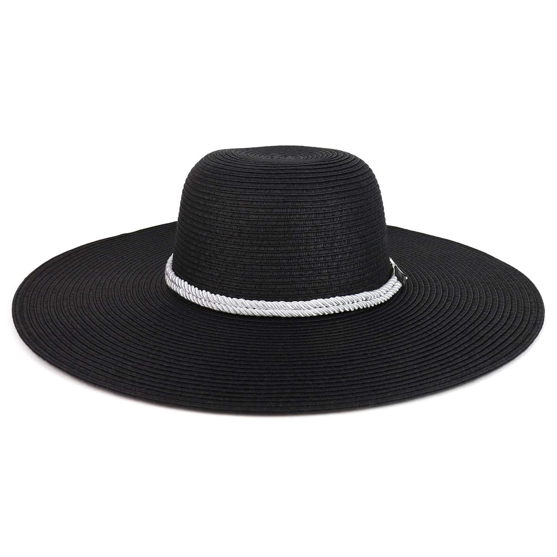 Trendy Apparel Shop Anchor Decorated Band Paper Braid Wide Brim Sun Hat