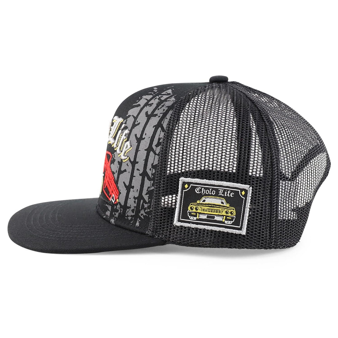 Trendy Apparel Shop 6 Panel Cholo Life 3D Embroidered Flatbill Mesh Back Cap