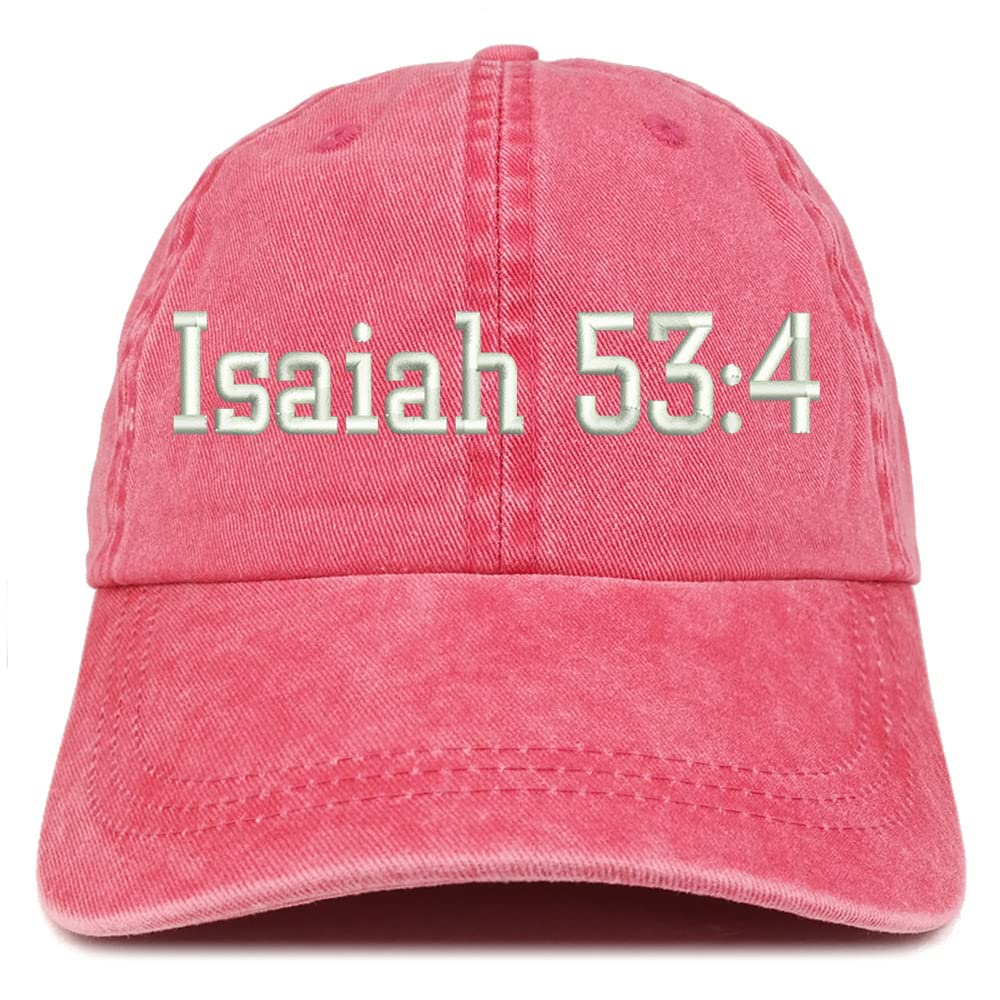 Trendy Apparel Shop Isaiah 53:4 Washed Pigment Dyed Baseball Cap