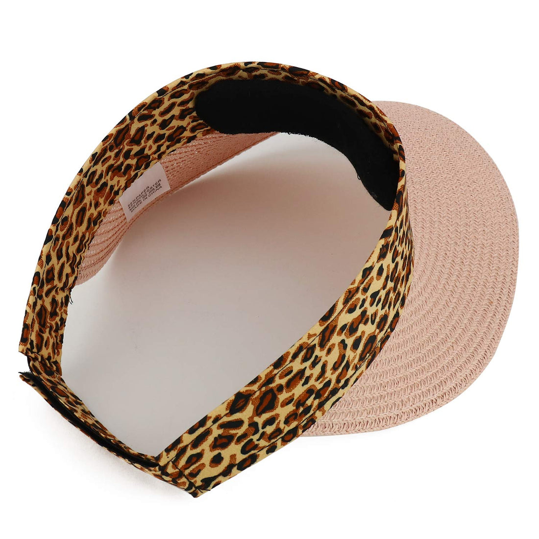 Trendy Apparel Shop Leopard Print Headband Paper Braid Adjustable Sun Visor Hat