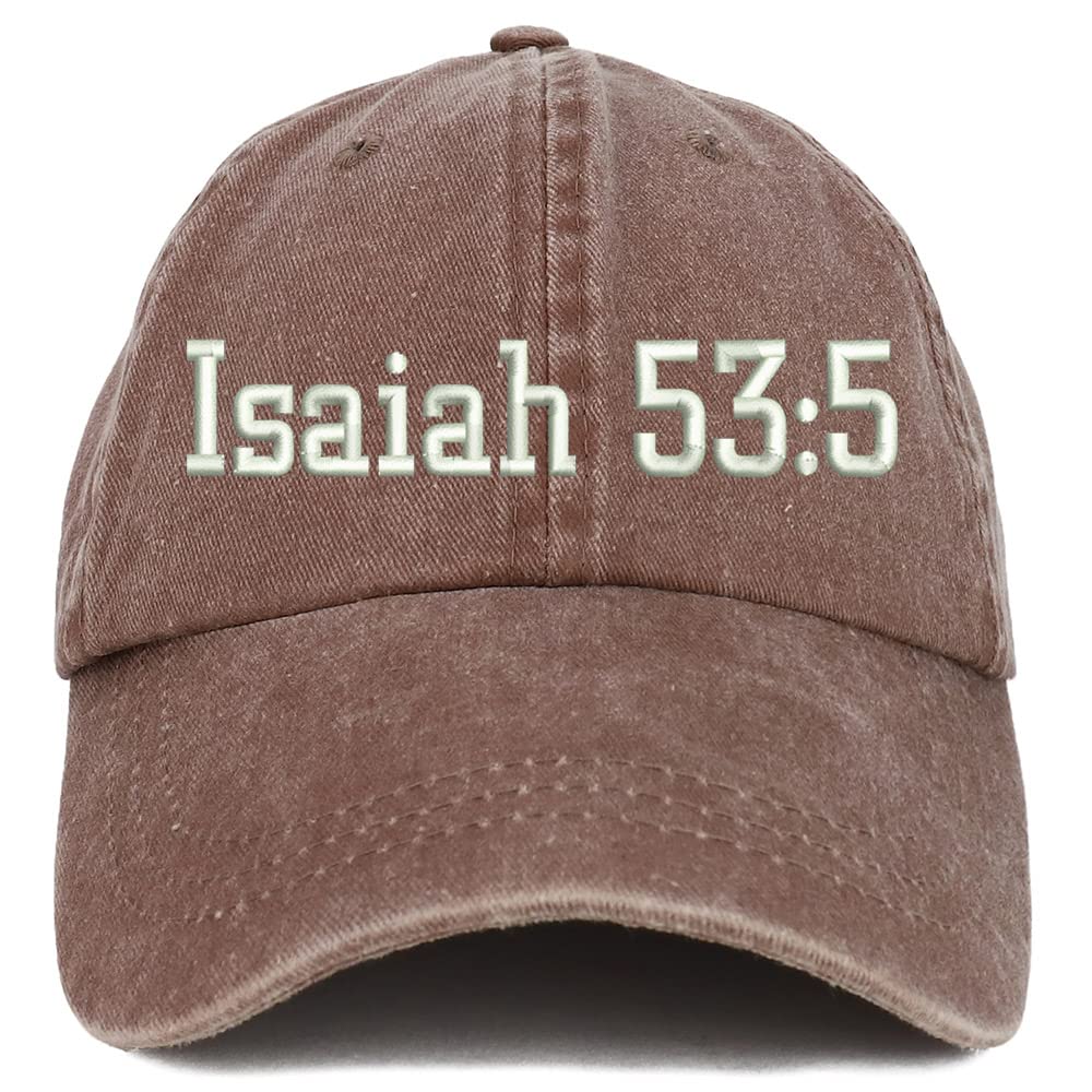 Trendy Apparel Shop Isaiah 53:5 Washed Pigment Dyed Baseball Cap