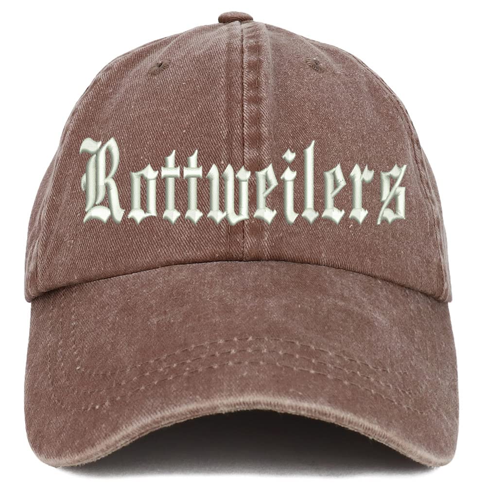 Trendy Apparel Shop Old English Rottweilers Washed Pigment Dyed Baseball Cap