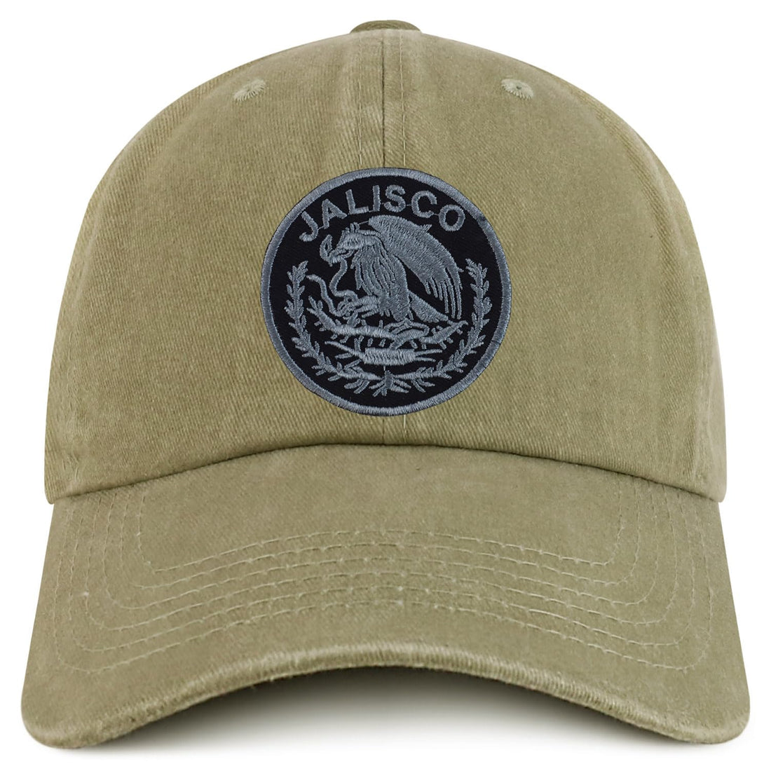 Trendy Apparel Shop Jalisco Mexico Charcoal Embroidered Patch Pigment Dyed Washed Baseball Cap