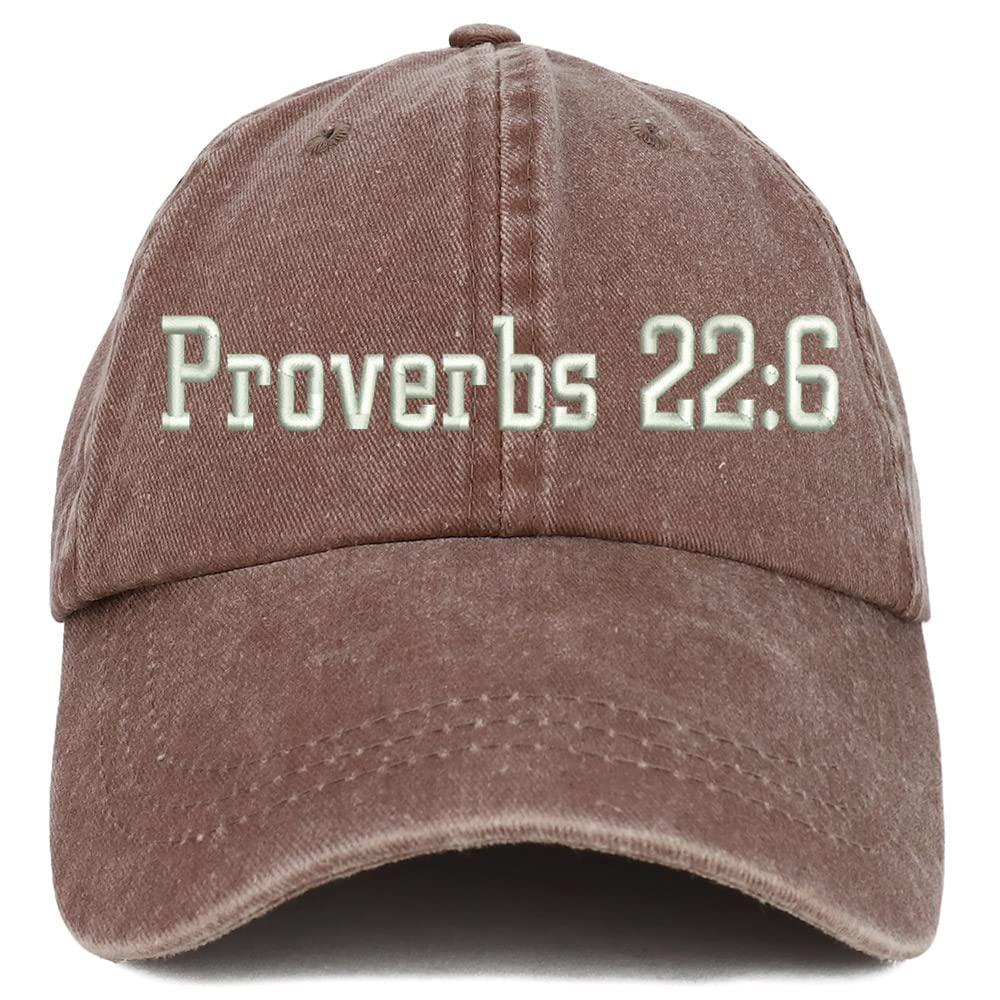 Trendy Apparel Shop Proverbs 22: 6 Washed Pigment Dyed Baseball Cap