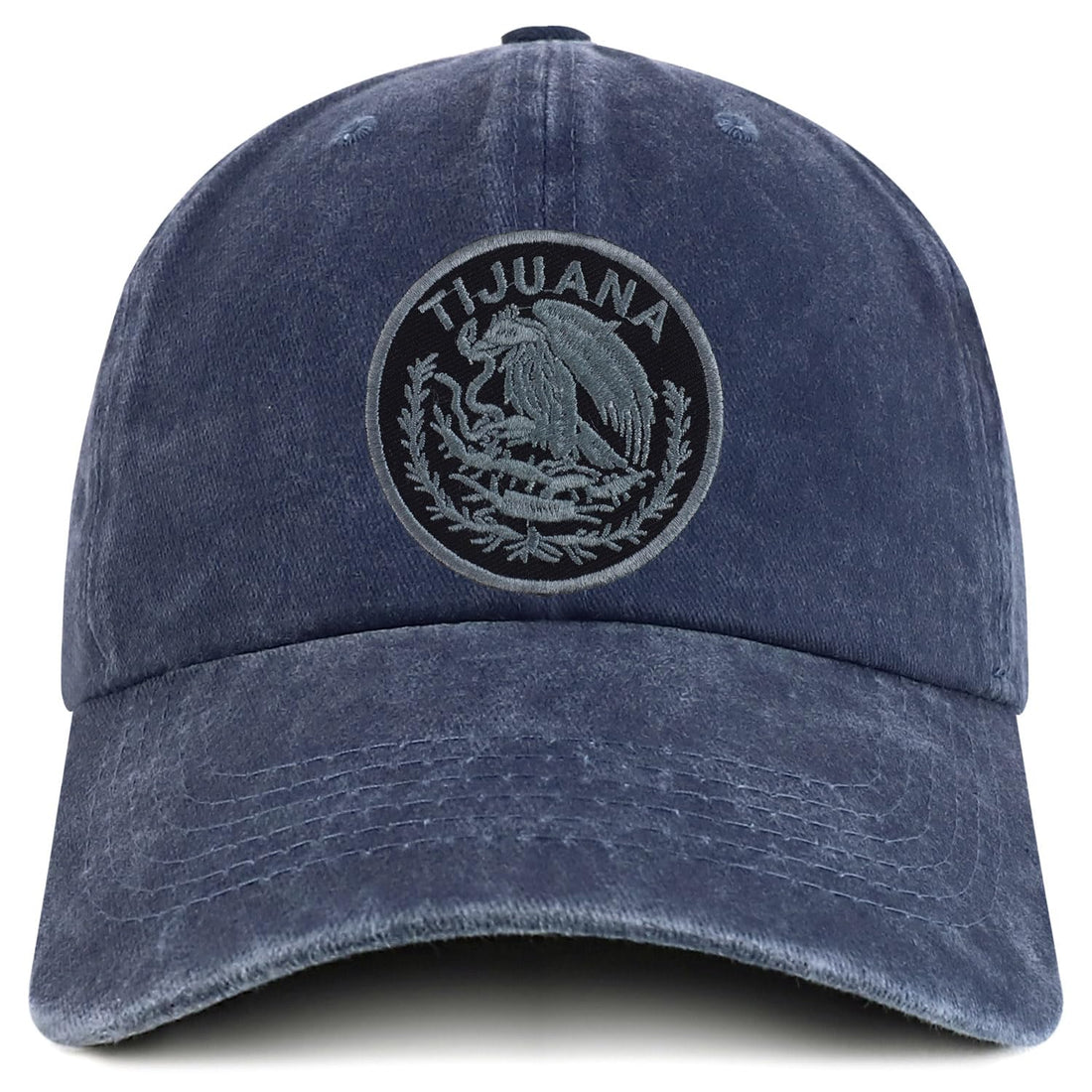 Trendy Apparel Shop Tijuana Mexico Charcoal Embroidered Patch Pigment Dyed Washed Baseball Cap
