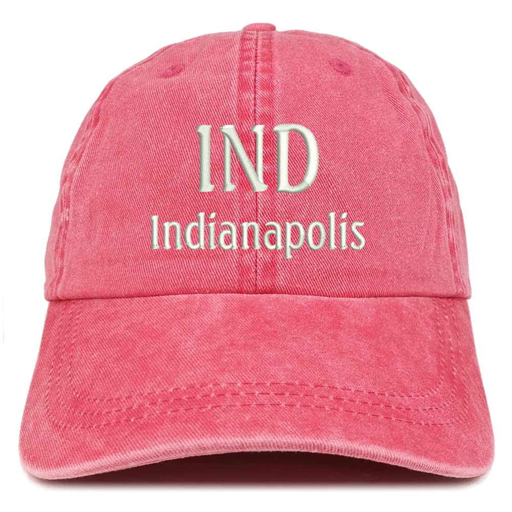 Trendy Apparel Shop IND Indianapolis Embroidered Pigment Dyed Washed Baseball Cap