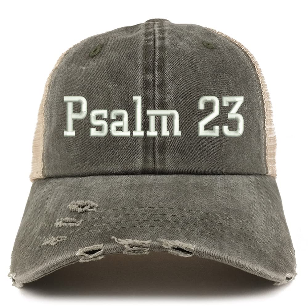 Trendy Apparel Shop Psalm 23 Frayed Bill Trucker Mesh Back Cap