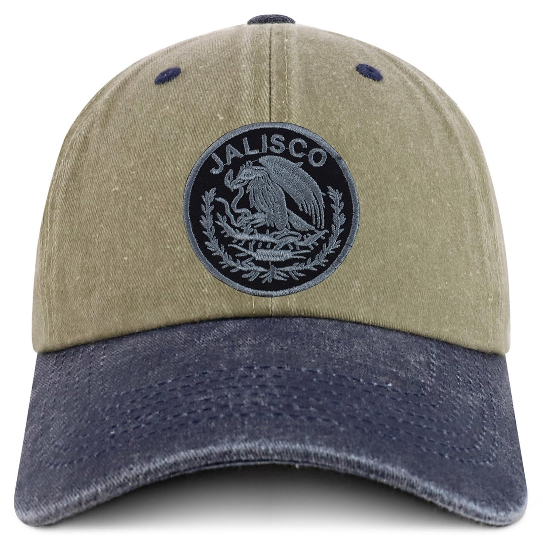 Trendy Apparel Shop Jalisco Mexico Charcoal Embroidered Patch Pigment Dyed Washed Baseball Cap