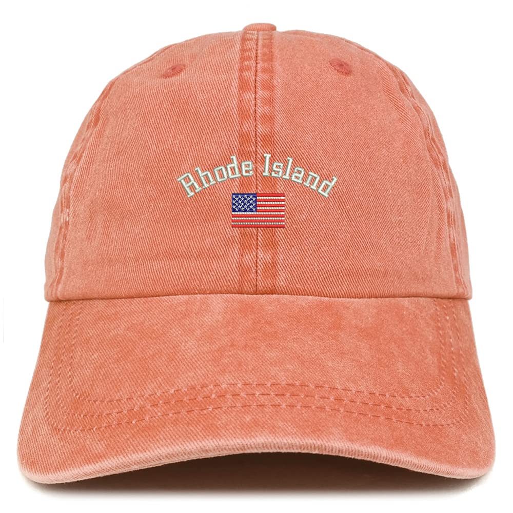 Trendy Apparel Shop Rhode Island USA Flag Pigment Dyed Washed Baseball Cap