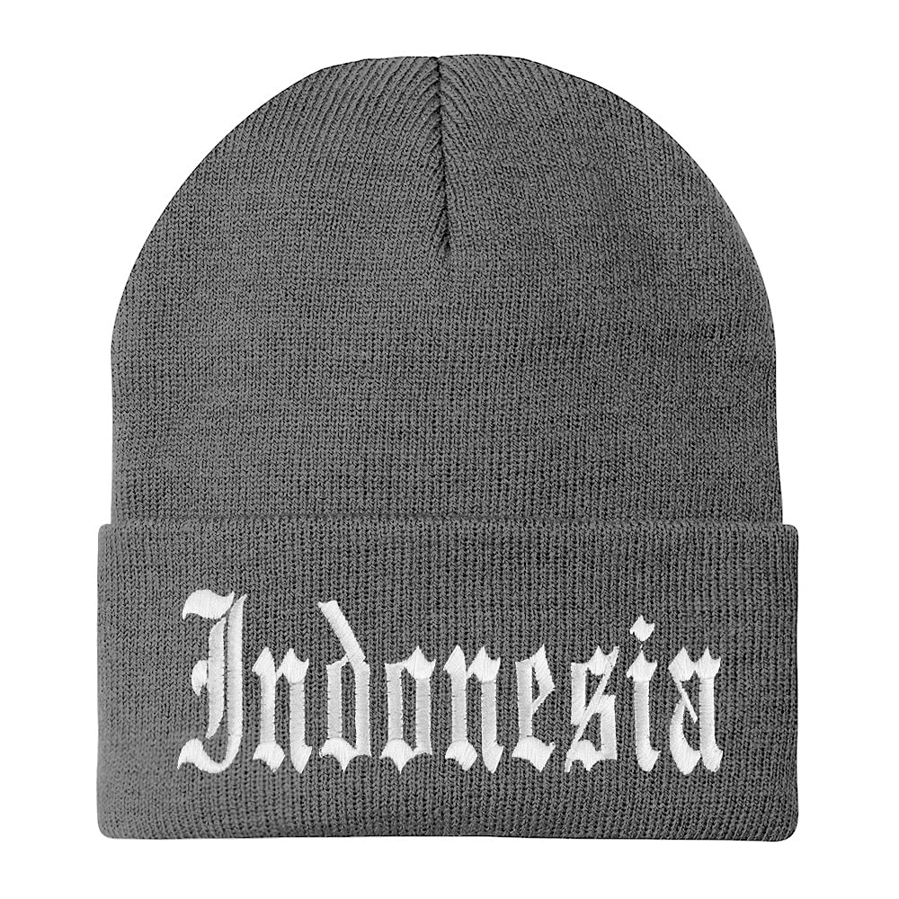 Trendy Apparel Shop Indonesia Old English Embroidered Long Cuff Beanie