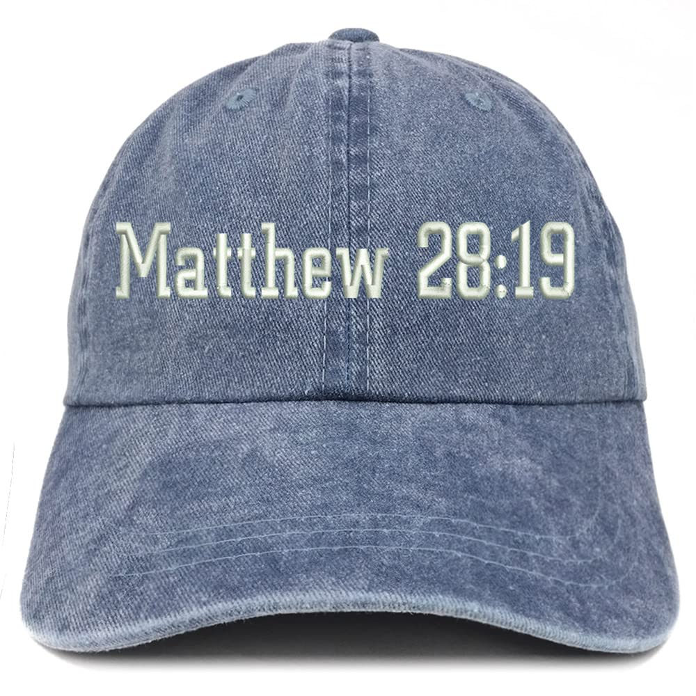Trendy Apparel Shop Matthew 28:19 Washed Pigment Dyed Baseball Cap