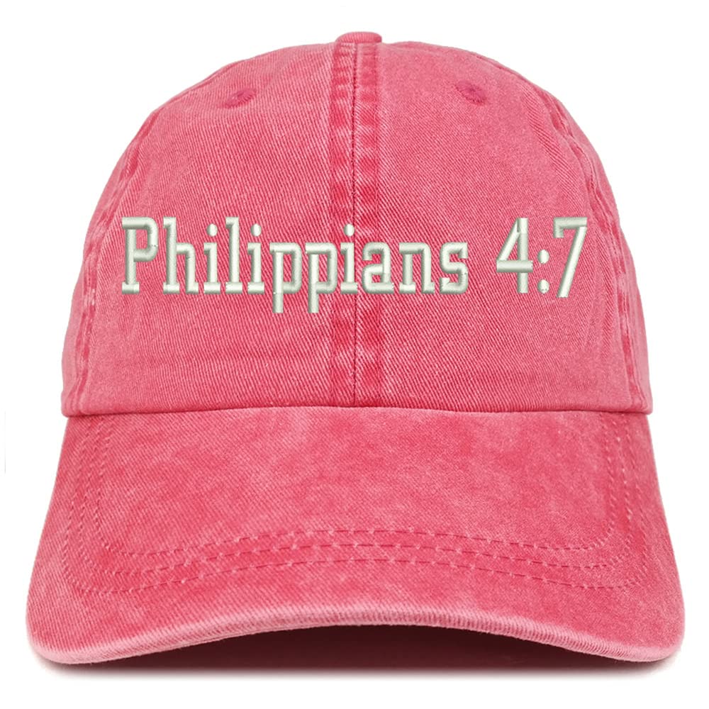 Trendy Apparel Shop Philippians 4:7 Washed Pigment Dyed Baseball Cap
